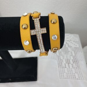 Faux leather Boho cross wrap bracelet
